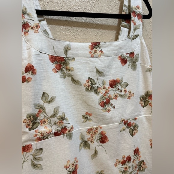 Abercrombie Linen & Cotton Strawberry Mini Dress Adjustable Straps Large Petite - Picture 3 of 10